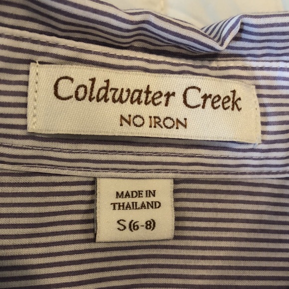 Coldwater Creek no iron light weight tunic. Periwinkle mini-pinstripe. - Picture 4 of 6